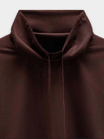 High-Neck Blouse With Drawstring