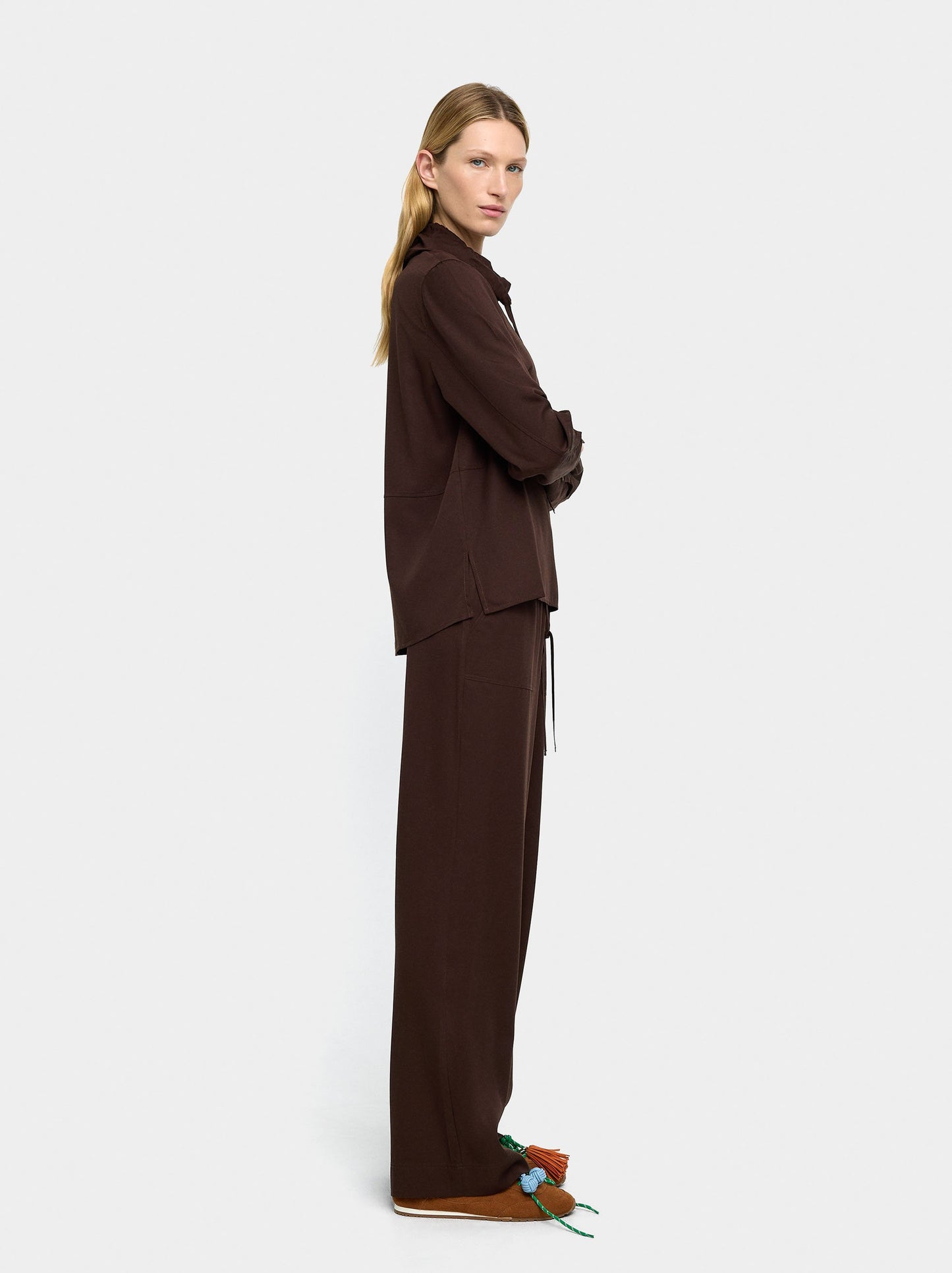 Elastic Waist Trousers With Pockets
