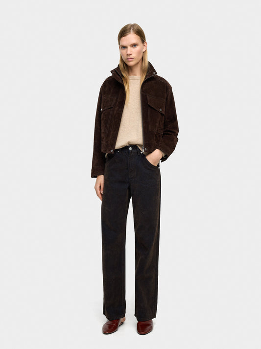 Denim Trousers With Velvet Effect