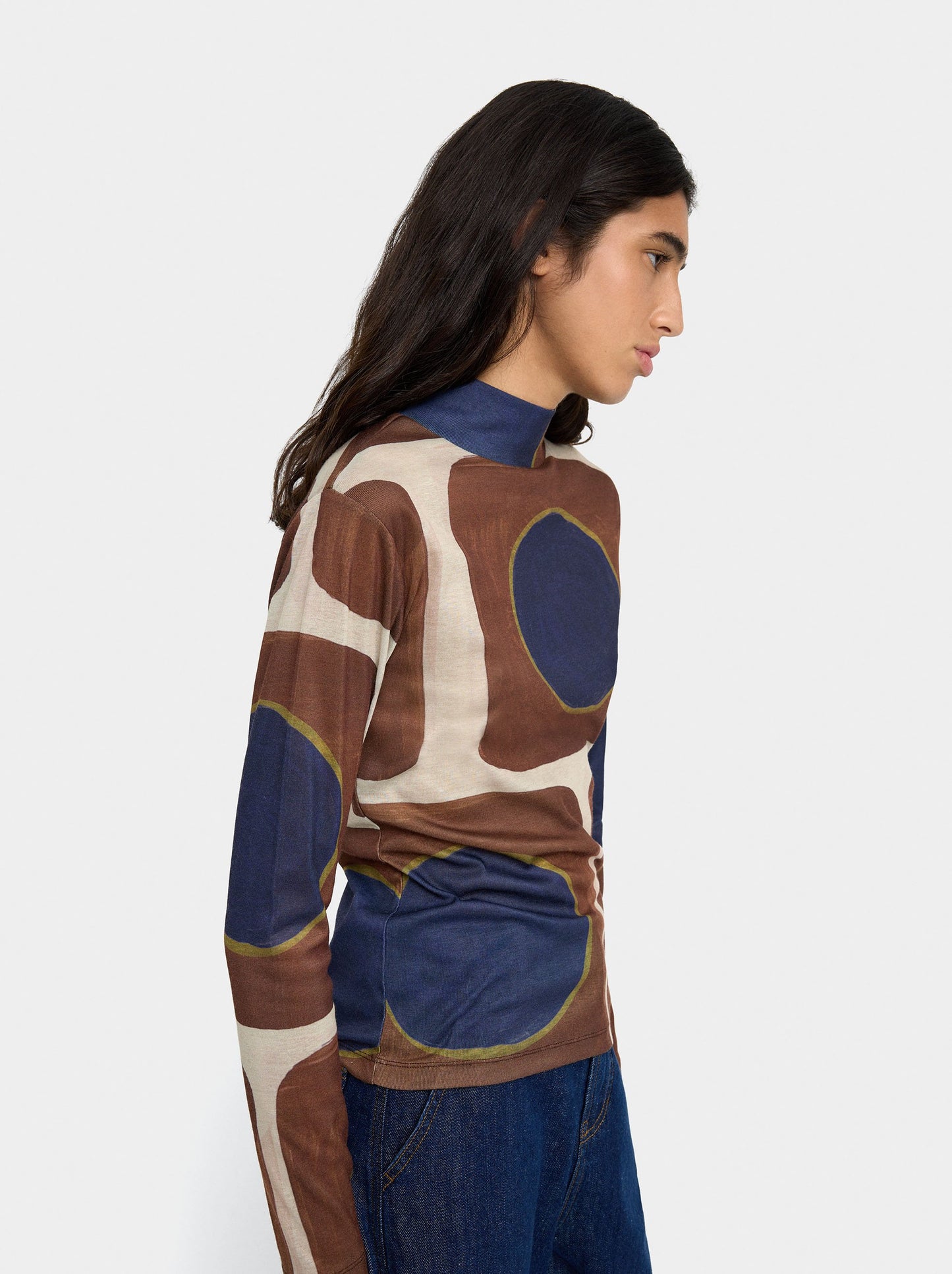 Printed Top With High Neck