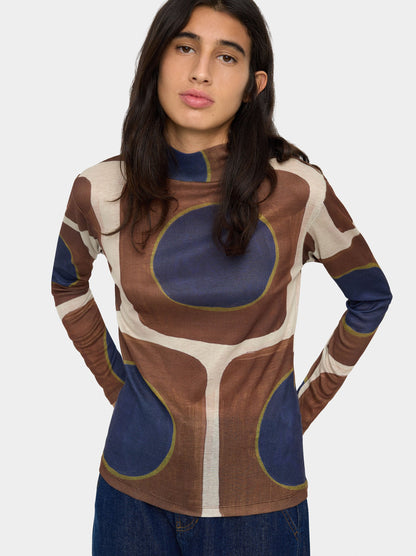 Printed Top With High Neck