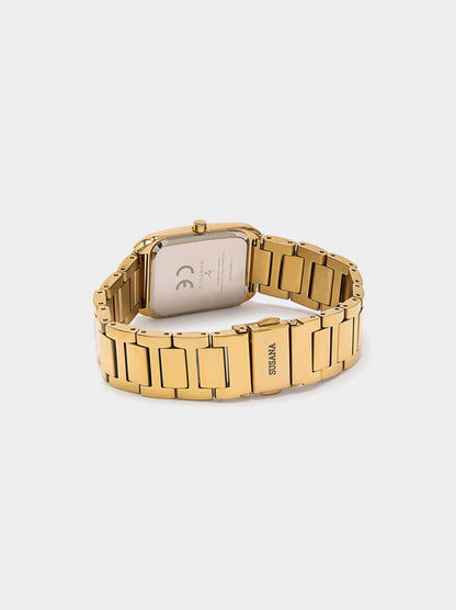 Rectangular Watch With Stainless Steel Bracelet
