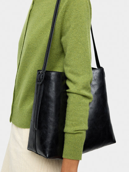 Cracked-Effect Shoulder Bag