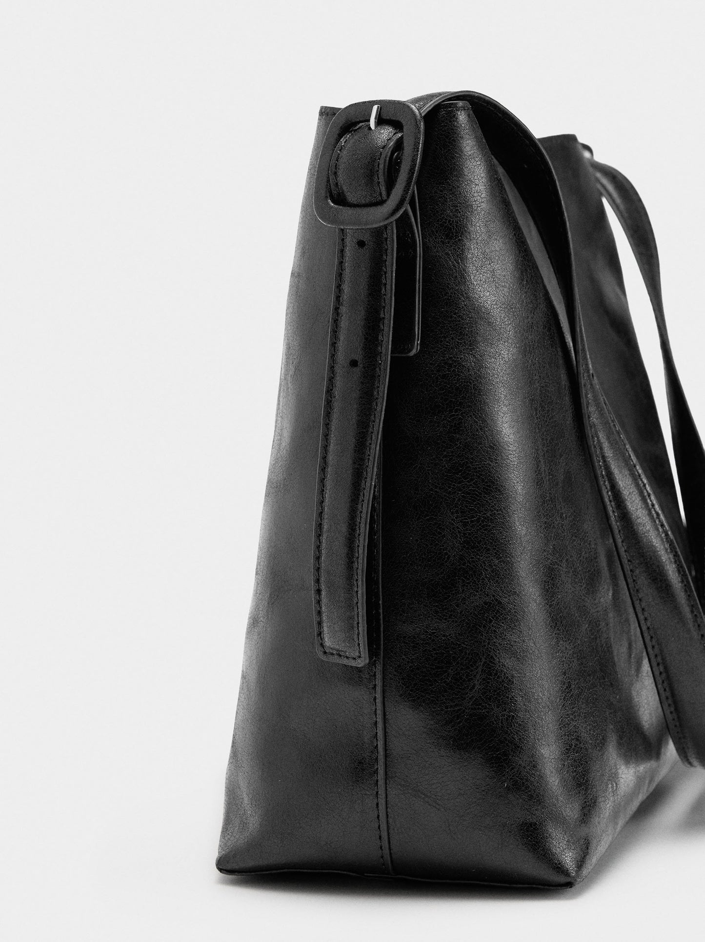 Cracked-Effect Shoulder Bag