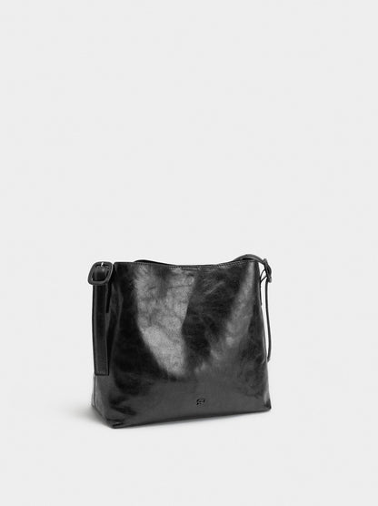 Cracked-Effect Shoulder Bag