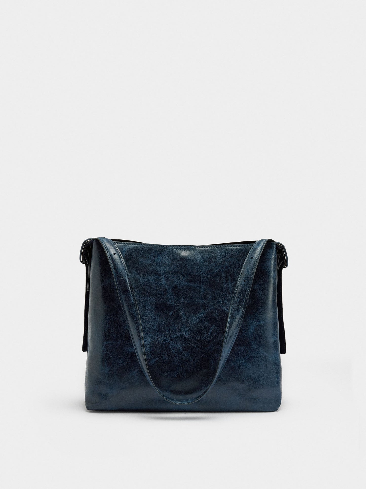 Cracked-Effect Shoulder Bag