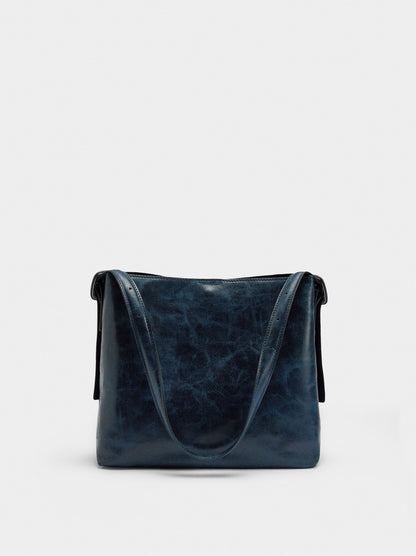 Cracked-Effect Shoulder Bag