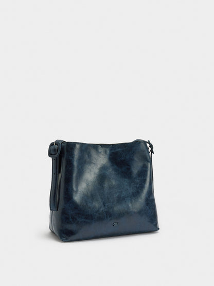 Cracked-Effect Shoulder Bag