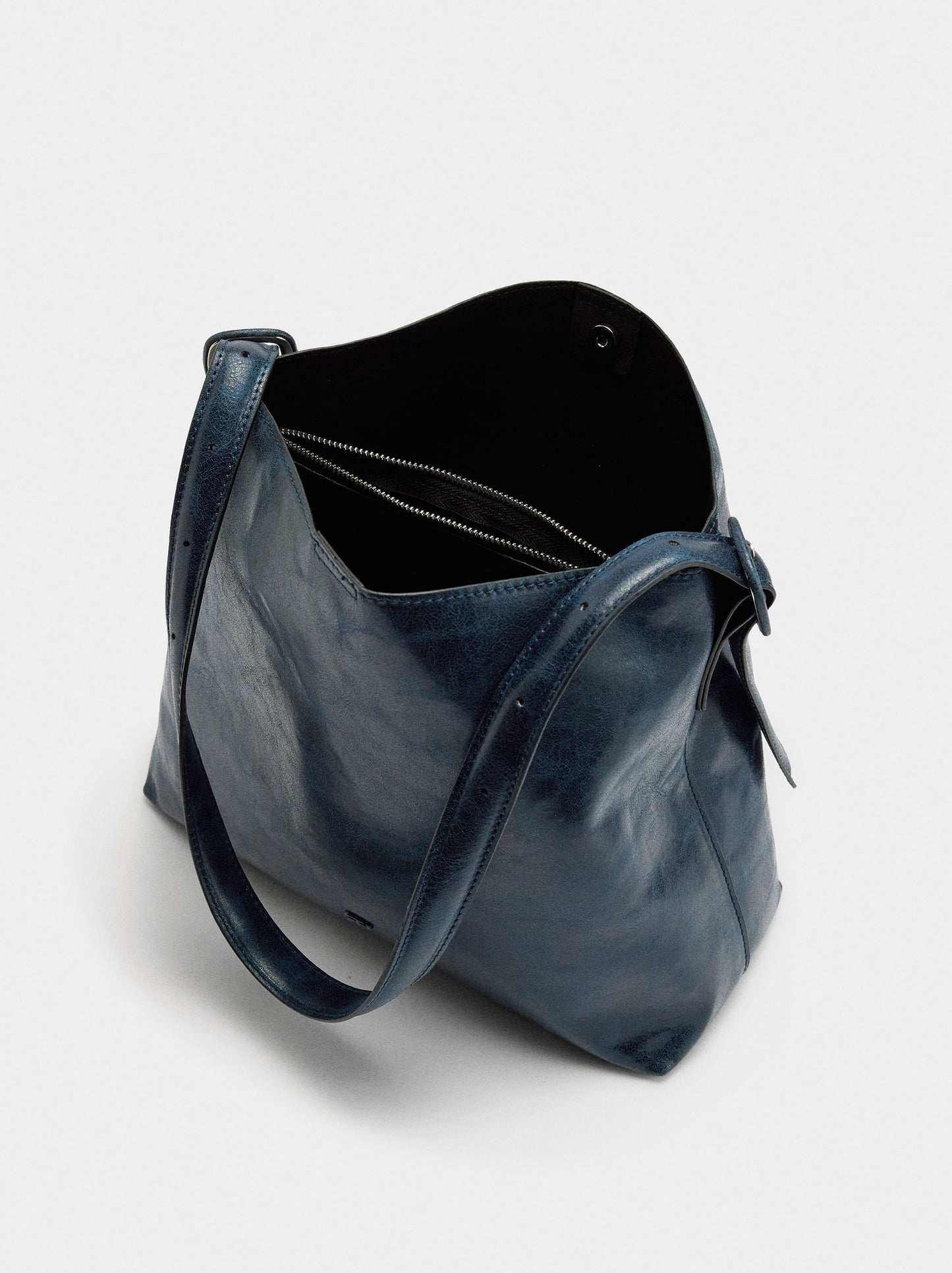 Cracked-Effect Shoulder Bag