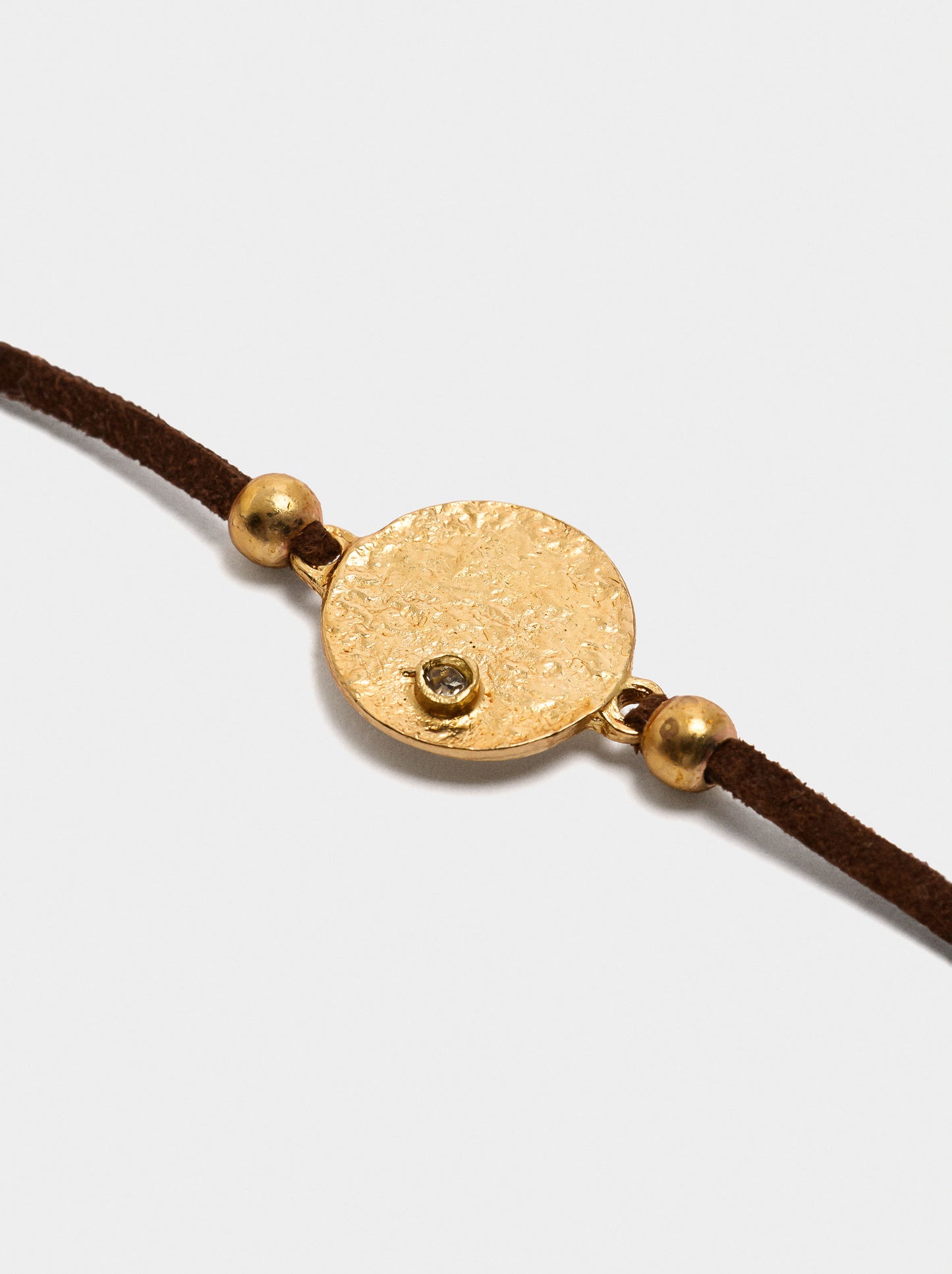 Leather Cord Bracelet With Round Pendant