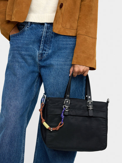 Nylon Tote Bag With Charm