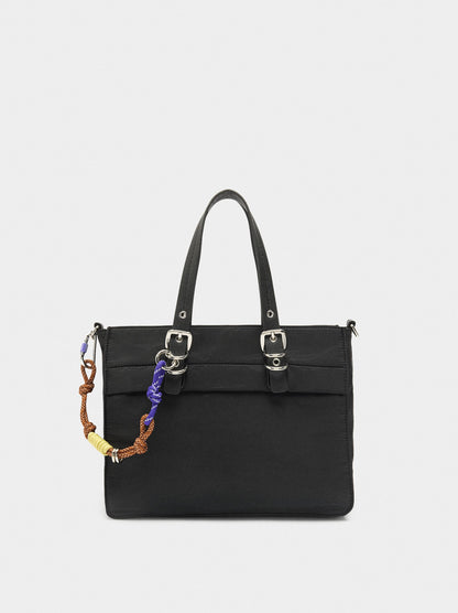 Nylon Tote Bag With Charm