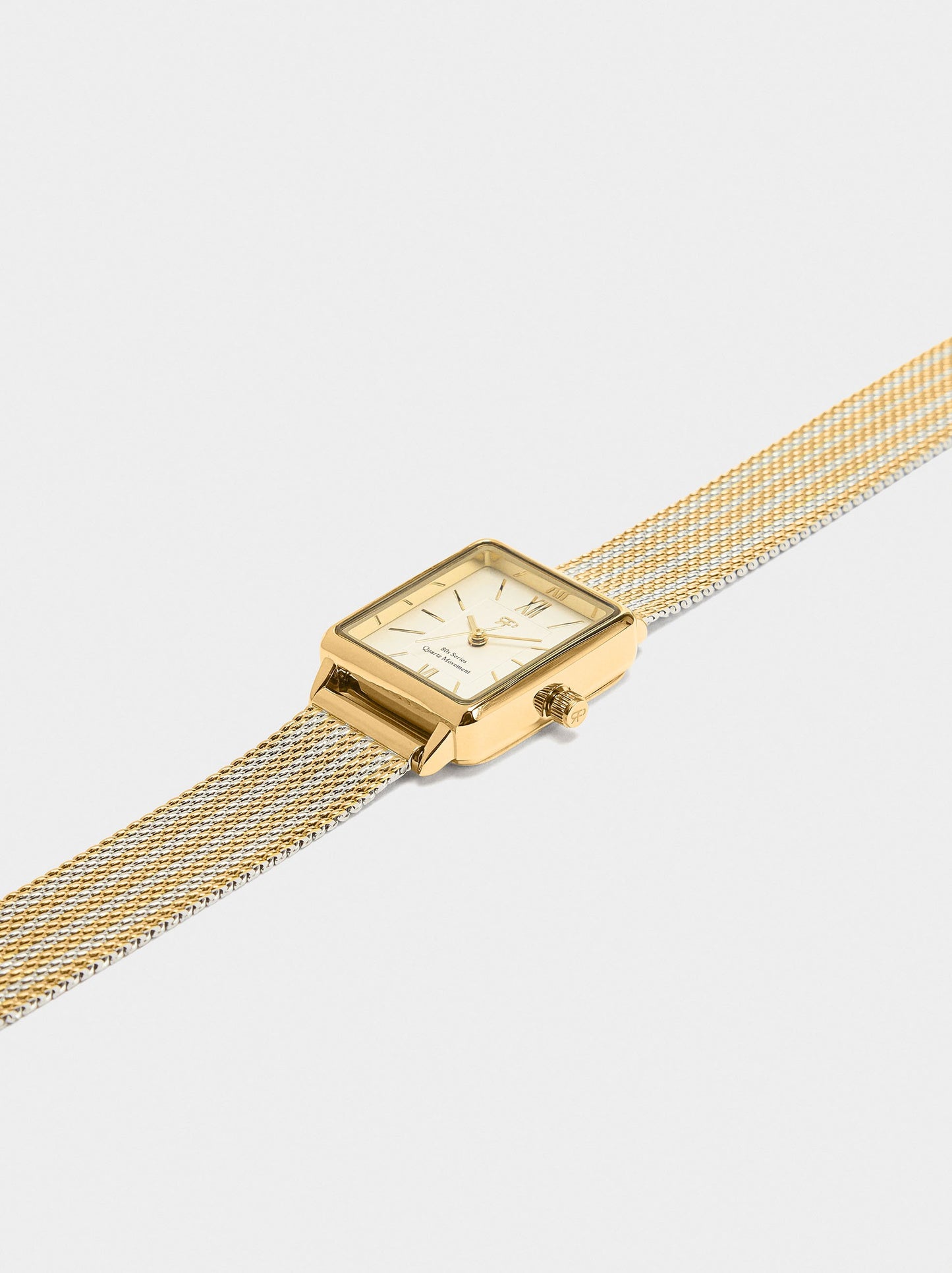 Watch With Bicolor Steel Mesh Strap