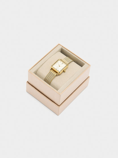 Watch With Bicolor Steel Mesh Strap