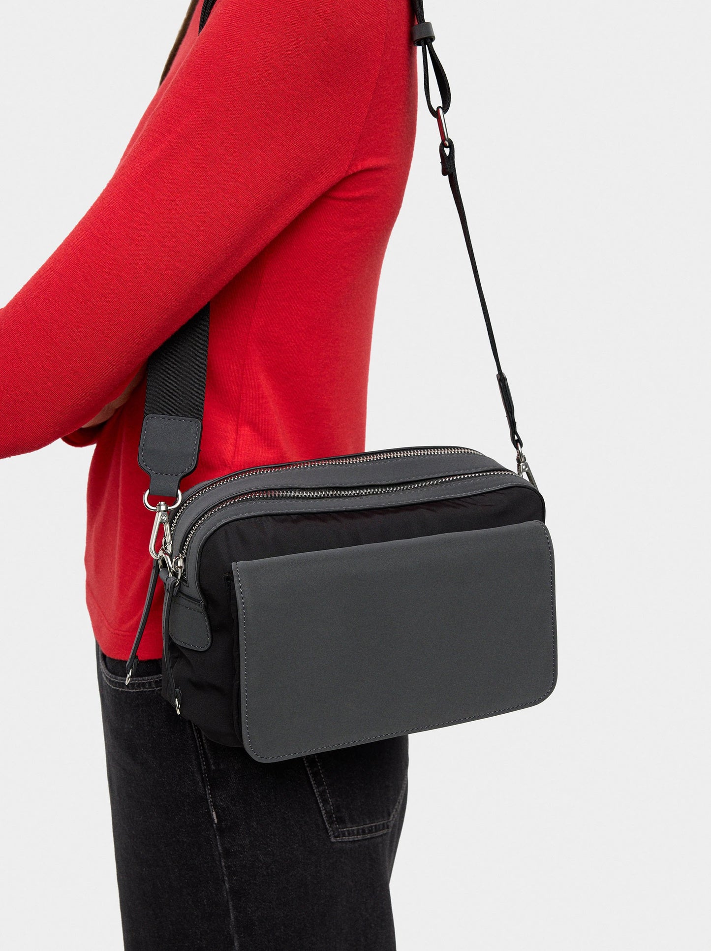 Nylon Crossbody Bag With Flap