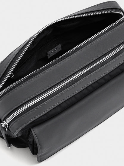 Nylon Crossbody Bag With Flap