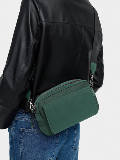 Nylon Crossbody Bag With Flap