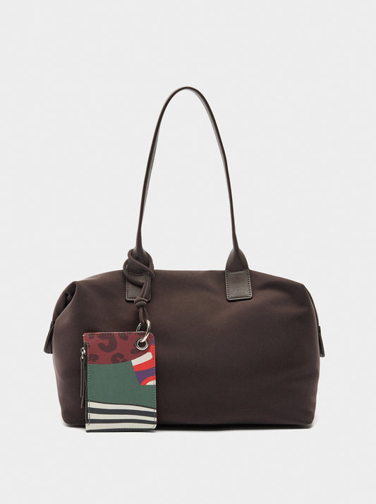 Shopper Bag With Soft Texture And Pendant