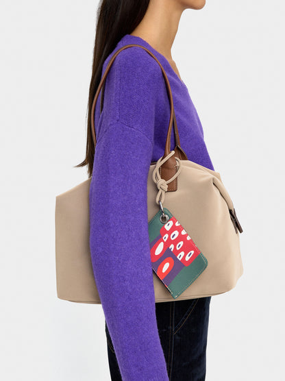 Shopper Bag With Soft Texture And Pendant