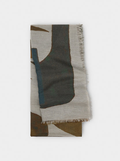 Printed Scarf In A Blend Of Cotton And Wool