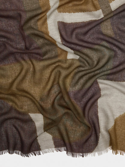 Printed Scarf In A Blend Of Cotton And Wool