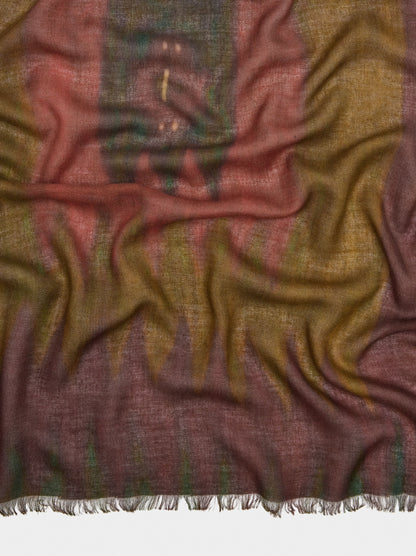 Printed Scarf In A Blend Of Cotton And Wool