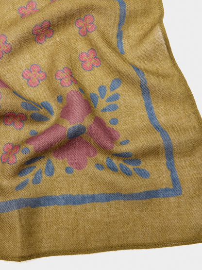 Square Printed Scarf With Wool Blend