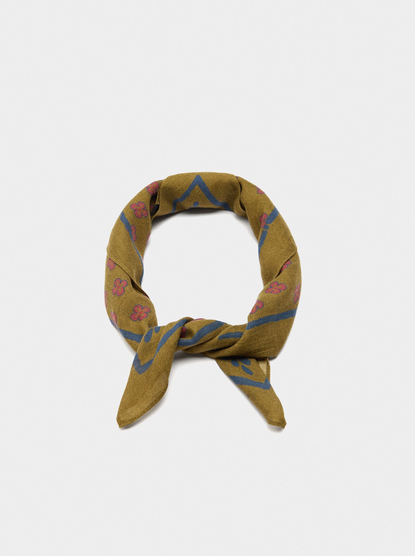 Square Printed Scarf With Wool Blend