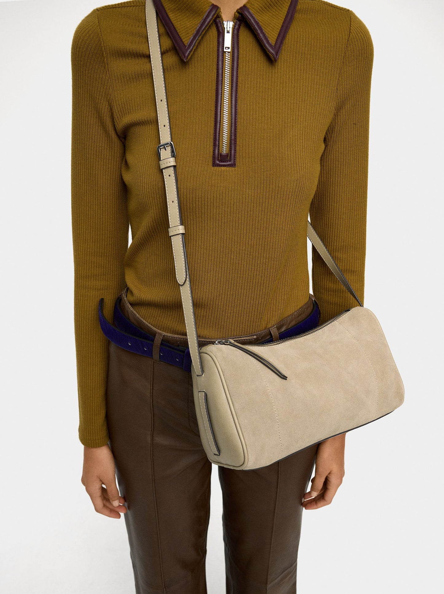 Crossbody Bag With Leather Details