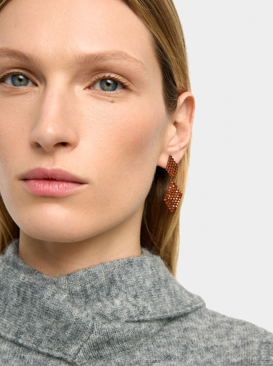 Diamond-Shaped Earrings With Zirconia