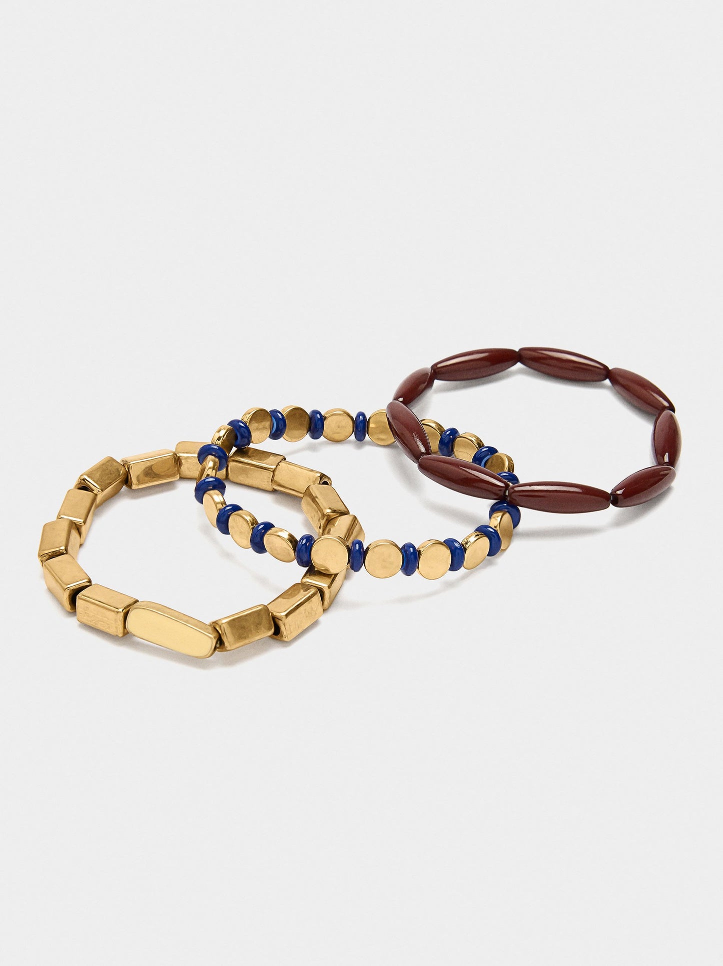 Set Of Elastic Bracelets With Beads