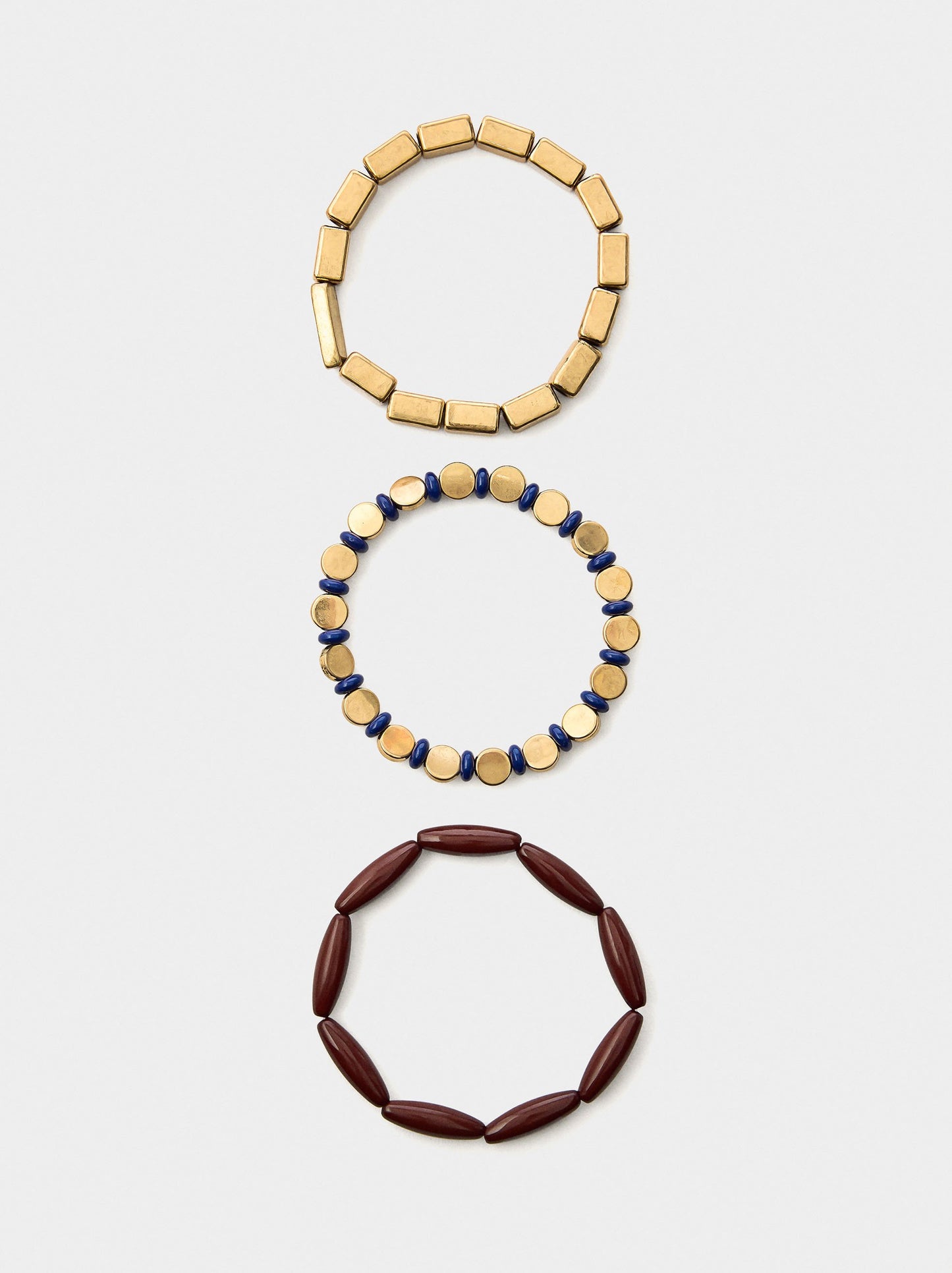 Set Of Elastic Bracelets With Beads