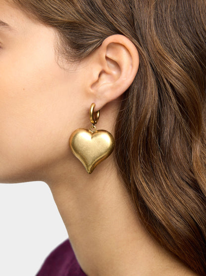 Hoop Earrings With Heart Pendant