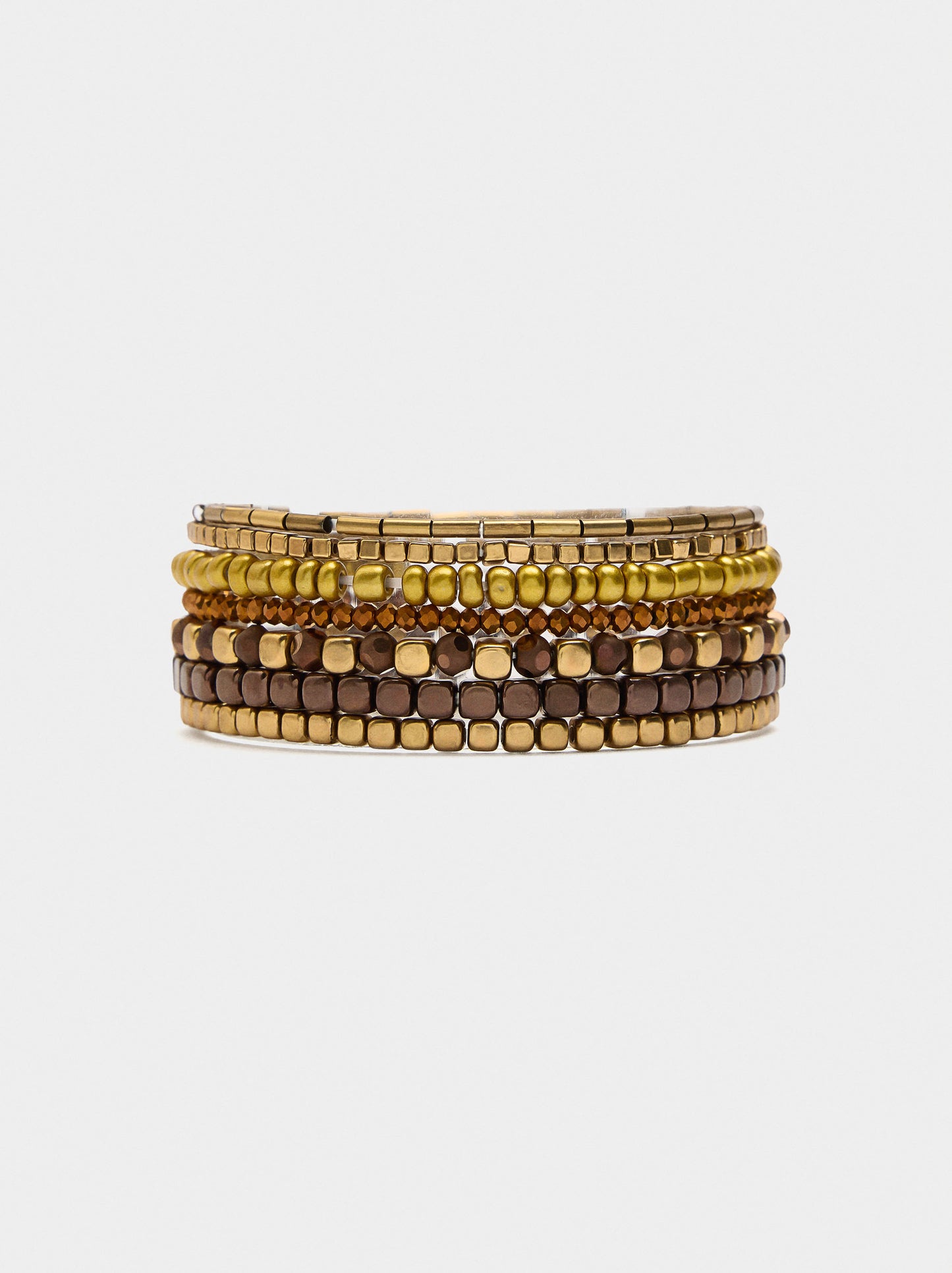 Set Of Elastic Bracelets With Beads