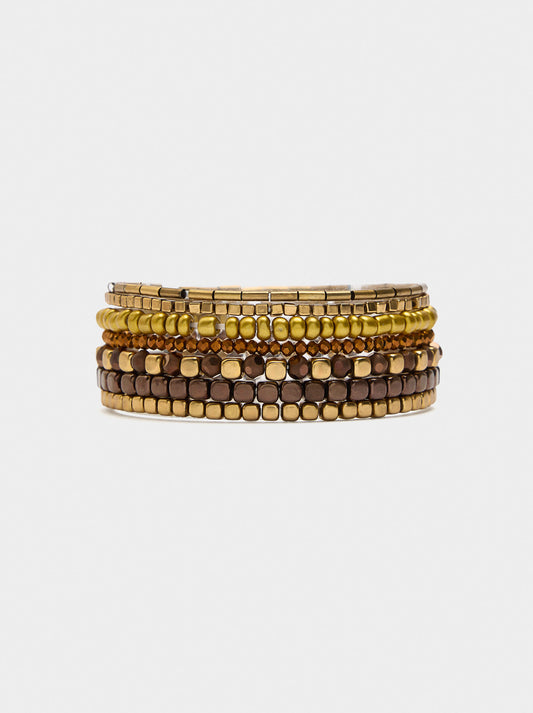 Set Of Elastic Bracelets With Beads