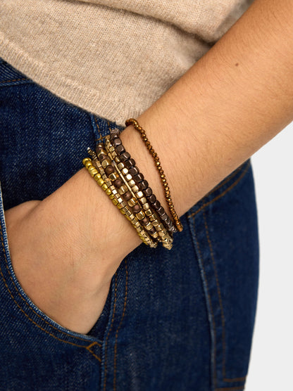 Set Of Elastic Bracelets With Beads