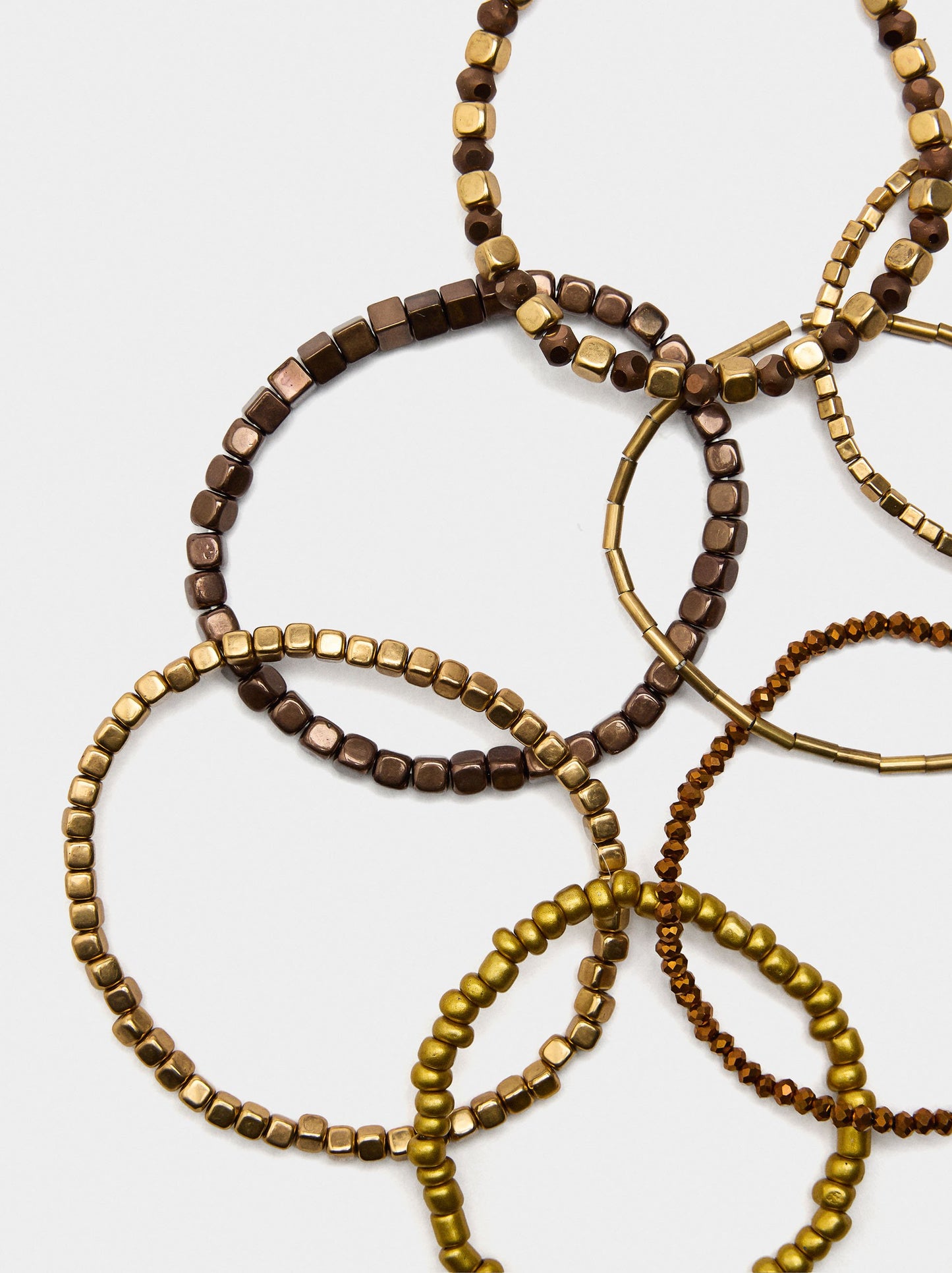 Set Of Elastic Bracelets With Beads