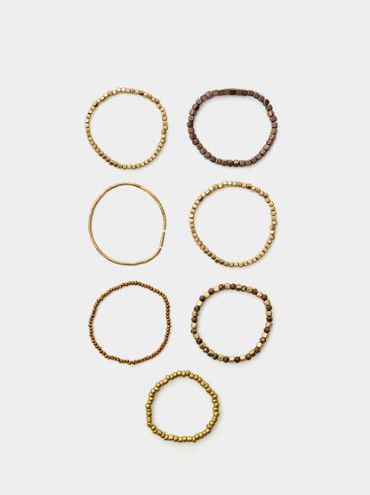 Set Of Elastic Bracelets With Beads