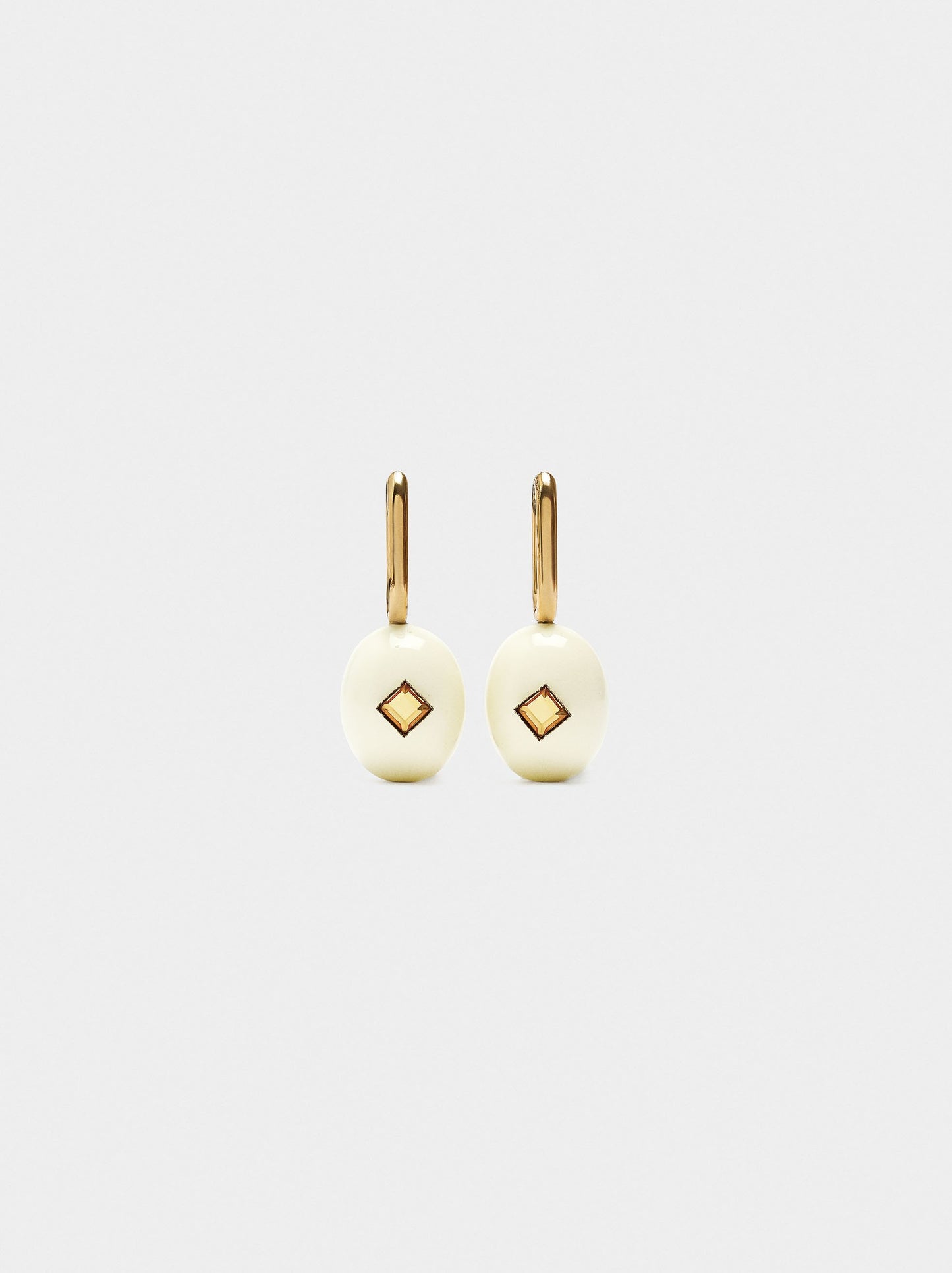 Elongated Hoop Earrings With Pendant