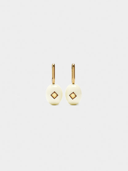 Elongated Hoop Earrings With Pendant