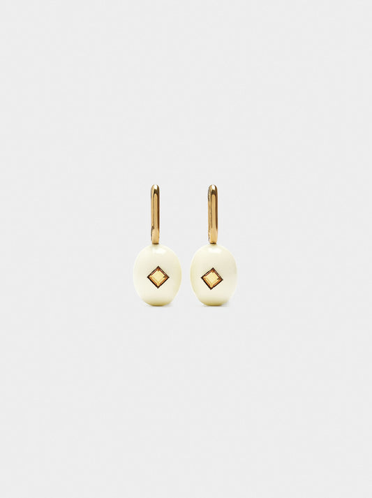 Elongated Hoop Earrings With Pendant