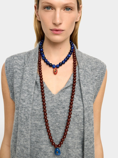 Long Necklace Of Beads With Pendant