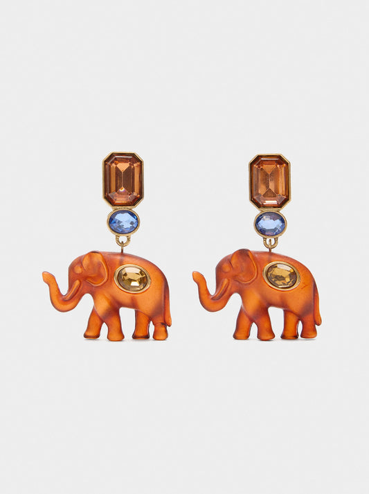 Elephant Earrings With Crystals