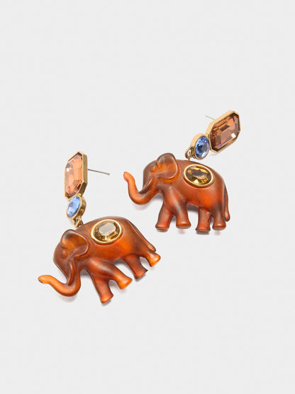 Elephant Earrings With Crystals