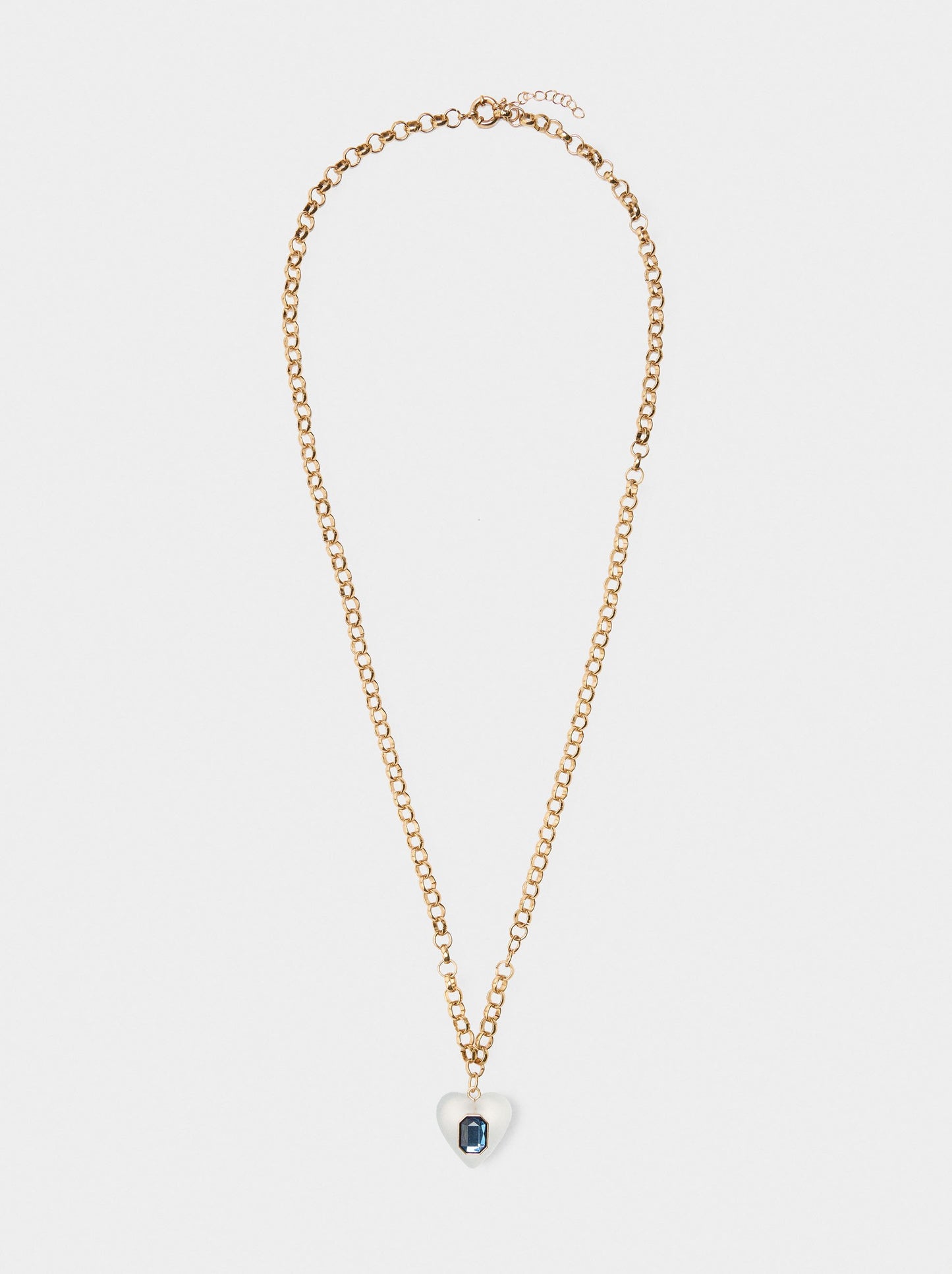 Necklace Of Links With Heart Pendant And Crystal