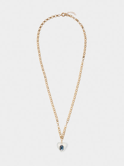Necklace Of Links With Heart Pendant And Crystal