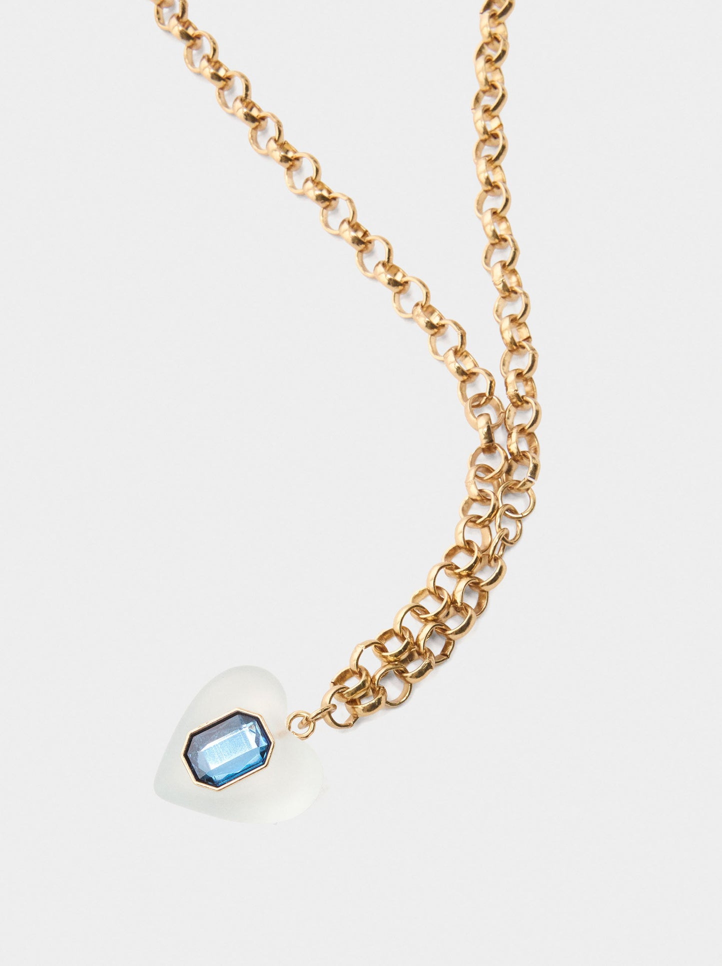 Necklace Of Links With Heart Pendant And Crystal