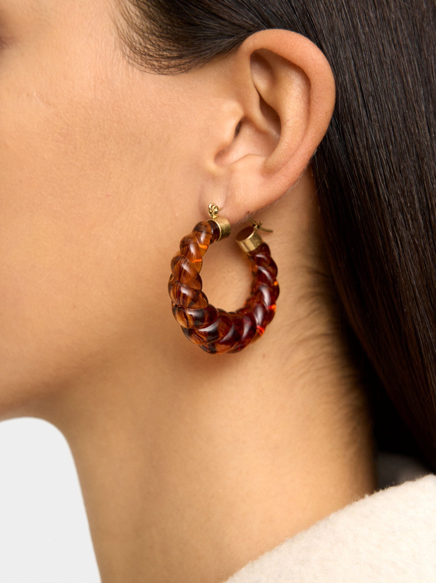 Hoop Earrings With Resin