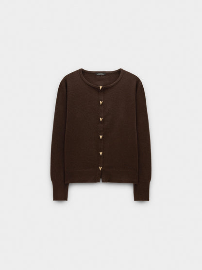 Knit Mesh Cardigan With Heart Buttons