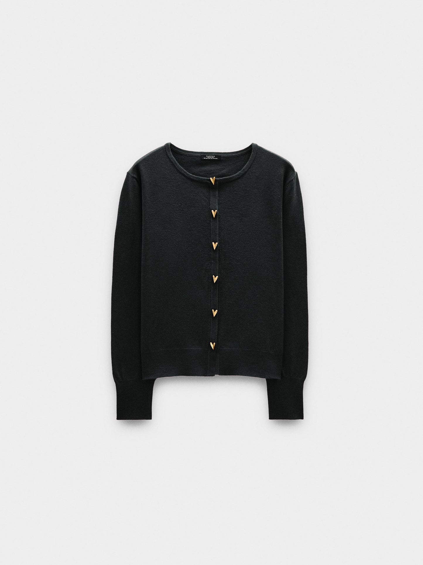 Knit Mesh Cardigan With Heart Buttons